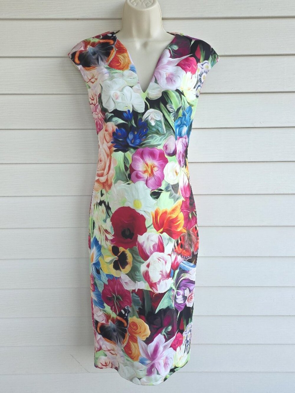 Ted Baker Odeela Floral Swirl Print Sheath Midi Bodycon Dress